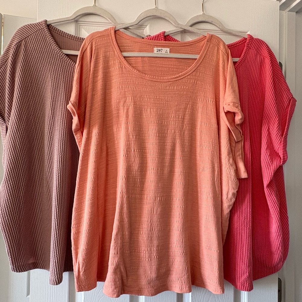 Maurices Womens Short Sleeve Tops Set - Peach, Mauve, Hot Pink